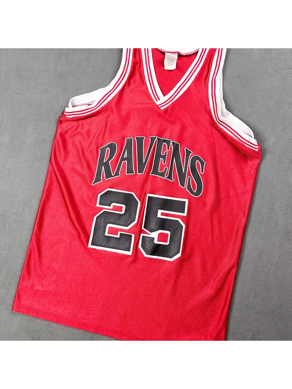 Vintage Basketball Jersey, 'Raven's' Red with White Trim, #25
